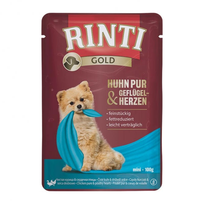 Rinti PB Gold Huhn Pur & Geflügelherzen 10x100g