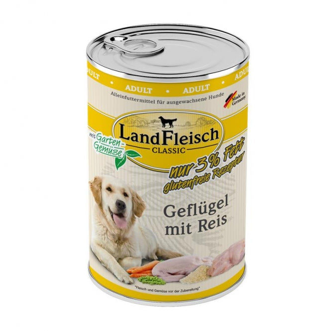 Landfleisch Dog Classic Geflügel mit Reis & Gartengemüse extra mager 195g