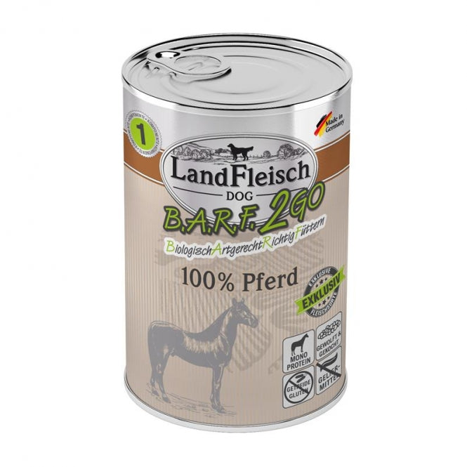 LandFleisch B.A.R.F.2GO Exklusiv 100% vom Pferd 6x400g