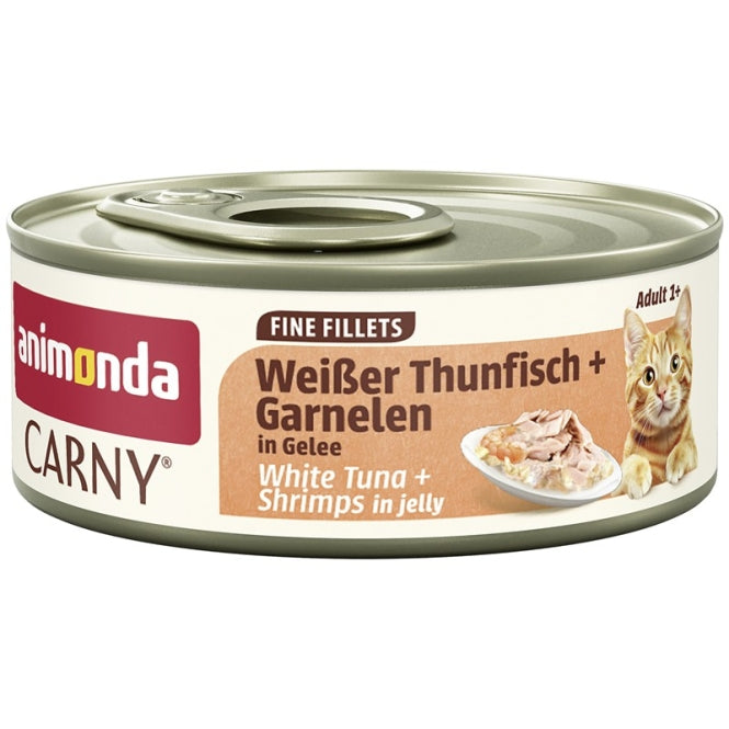 Animonda Cat Carny Fine Fillets Adult Weißer Thunfisch & Garnelen in Gelee 12x60g