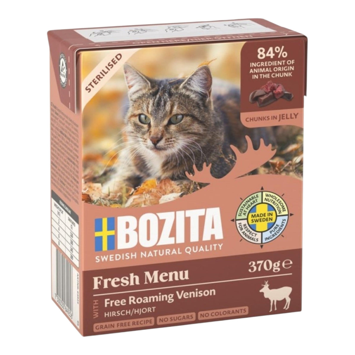Bozita Cat Tetra Recard Häppchen in Gelee Sterilised mit Hirsch 6x370g