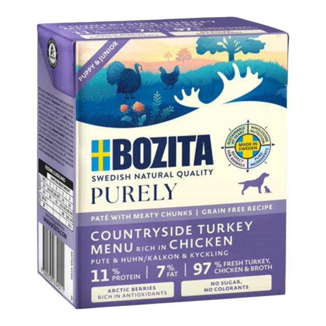 Bozita Dog Tetra Purely Paté Puppy & Junior mit Pute & Huhn 6x370g
