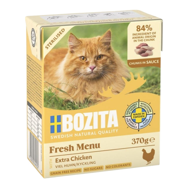 Bozita Cat Tetra Recard Häppchen in Sauce Sterilised mit viel Huhn 6x370g