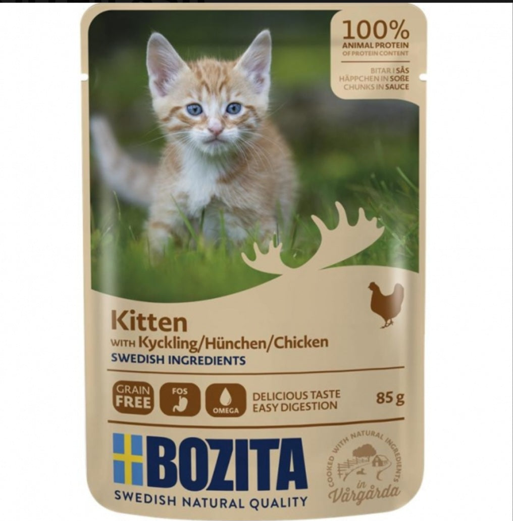 Bozita Pouch Häppchen in Soße Hühnchen für Kitten 12x85g