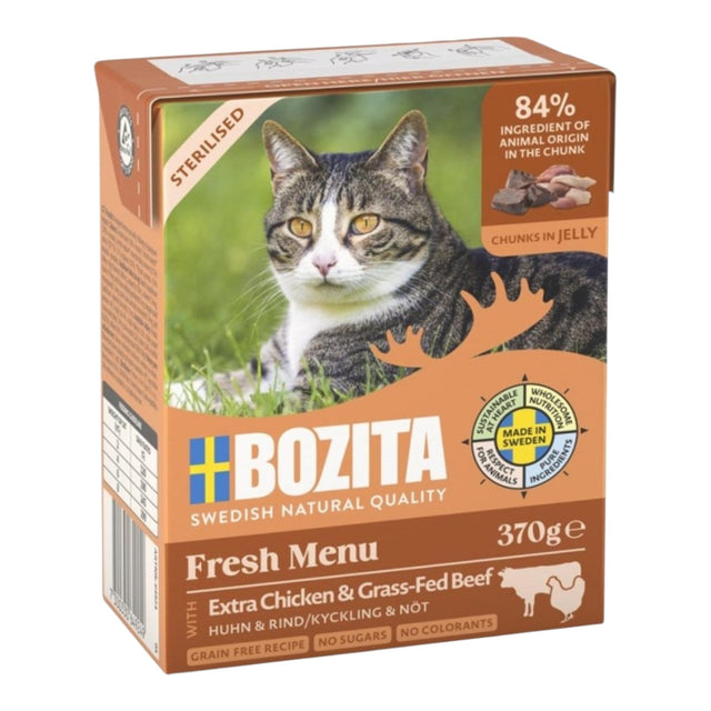 Bozita Cat Tetra Recard Häppchen in Gelee Sterilised mit Huhn & Rind 6x370g