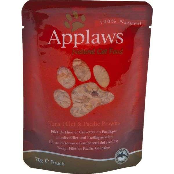 Applaws Frischebeutel Thunfischfilet & Pazifikgarnelen 12x70g
